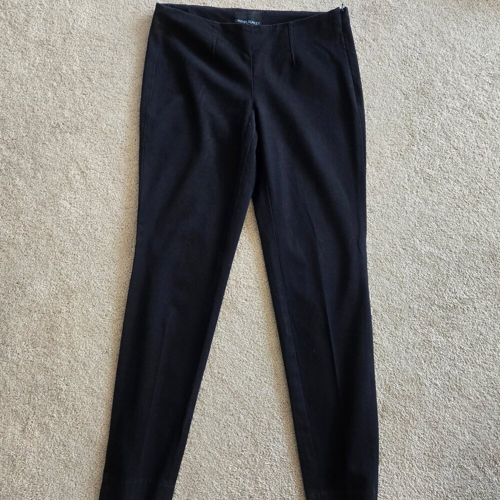 Ankle Straight Skinny Slim Fitted Cigarette Pants Black Cynthia Rowley Side-Zip